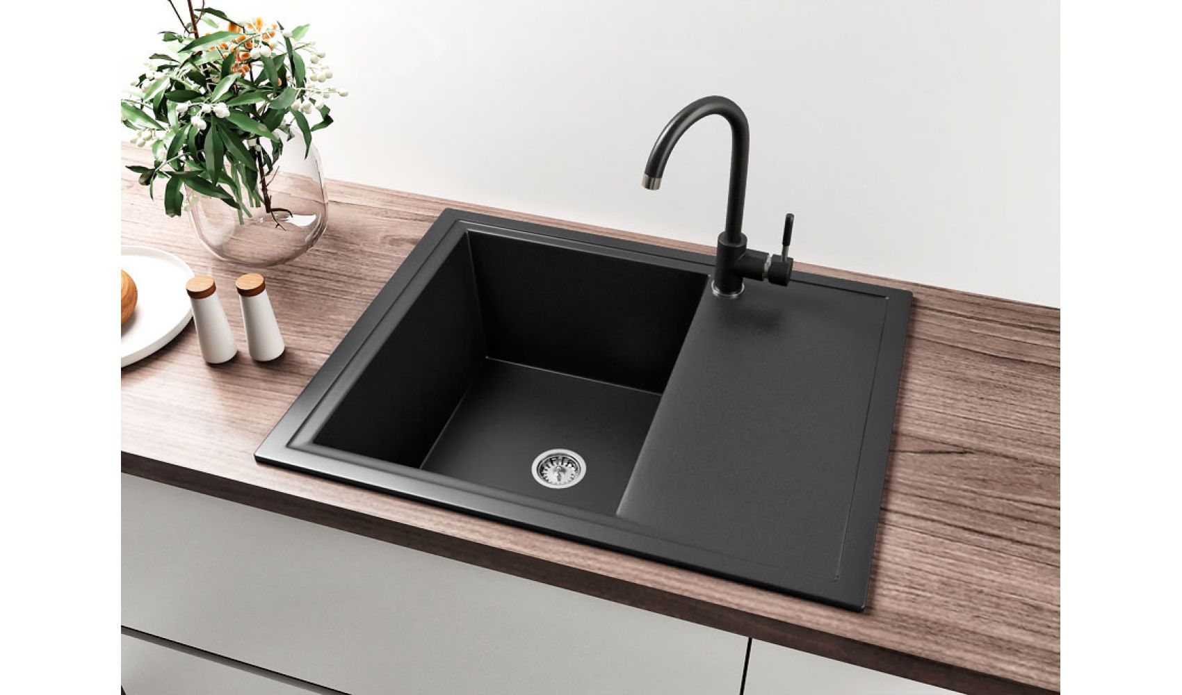 MAGNANNI CAZBA ALTONO 43 ブラック Купить черную гранитную кухонною мойку Lexona VIVA