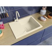 Гранитная кухонная мойка Lexona Neva Compact бежевая со смесителем