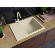 Гранитная кухонная мойка Lexona Neva Compact бежевая со смесителем