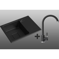 Комплект Кухонна Мийка + Кран Lexona Neva Compact Чорний