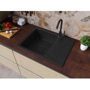 Гранітна кухонна мийка Lexona Neva Compact чорна з краном 