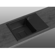 Гранітна кухонна мийка Lexona Neva Compact чорна з краном 