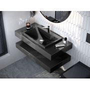 Подвійна стільниця під умивалник, в ванну, литий мрамор, 100 см, Status Black