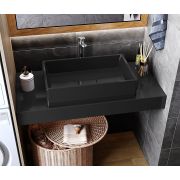 Столешница под умывальник, в ванную, литой мрамор, 100 см, Status Black