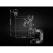 Сифон эконом место, для раковины, умывальника  STATUS 0781 с подключением стиральной машины