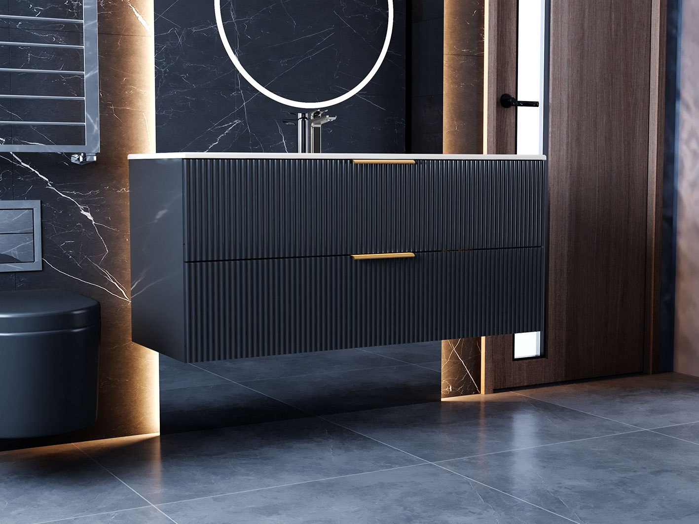 Тумба підвісна Status Aqua 120 Антрацит, під умивальник