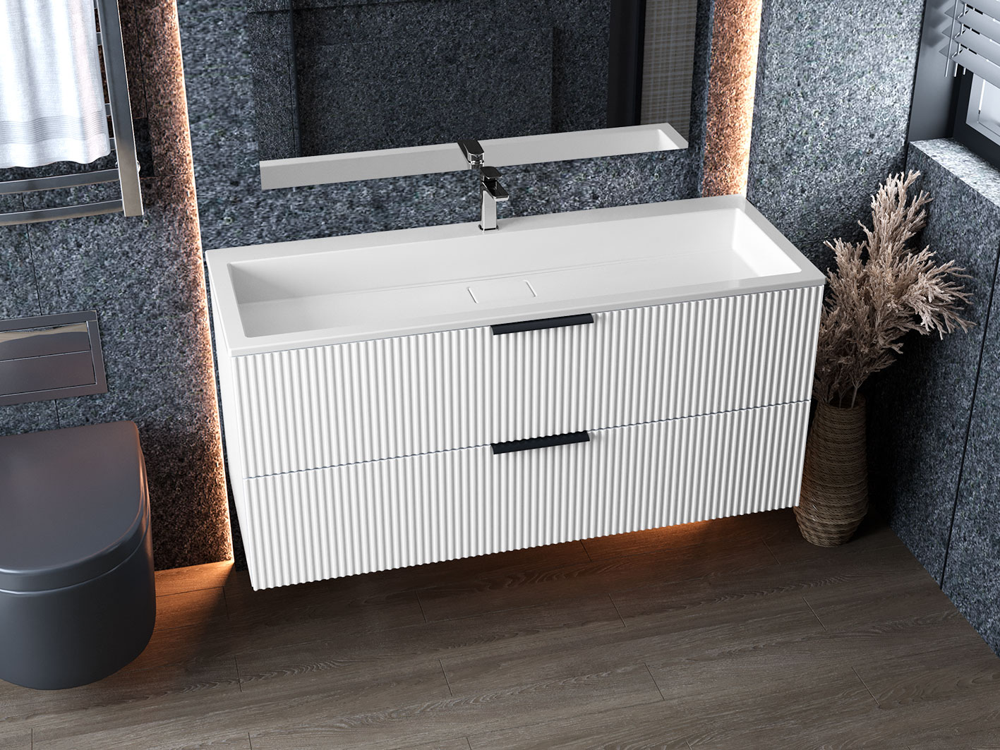 Тумба подвесная Status Aqua 120, с умывальником Aria Low 120