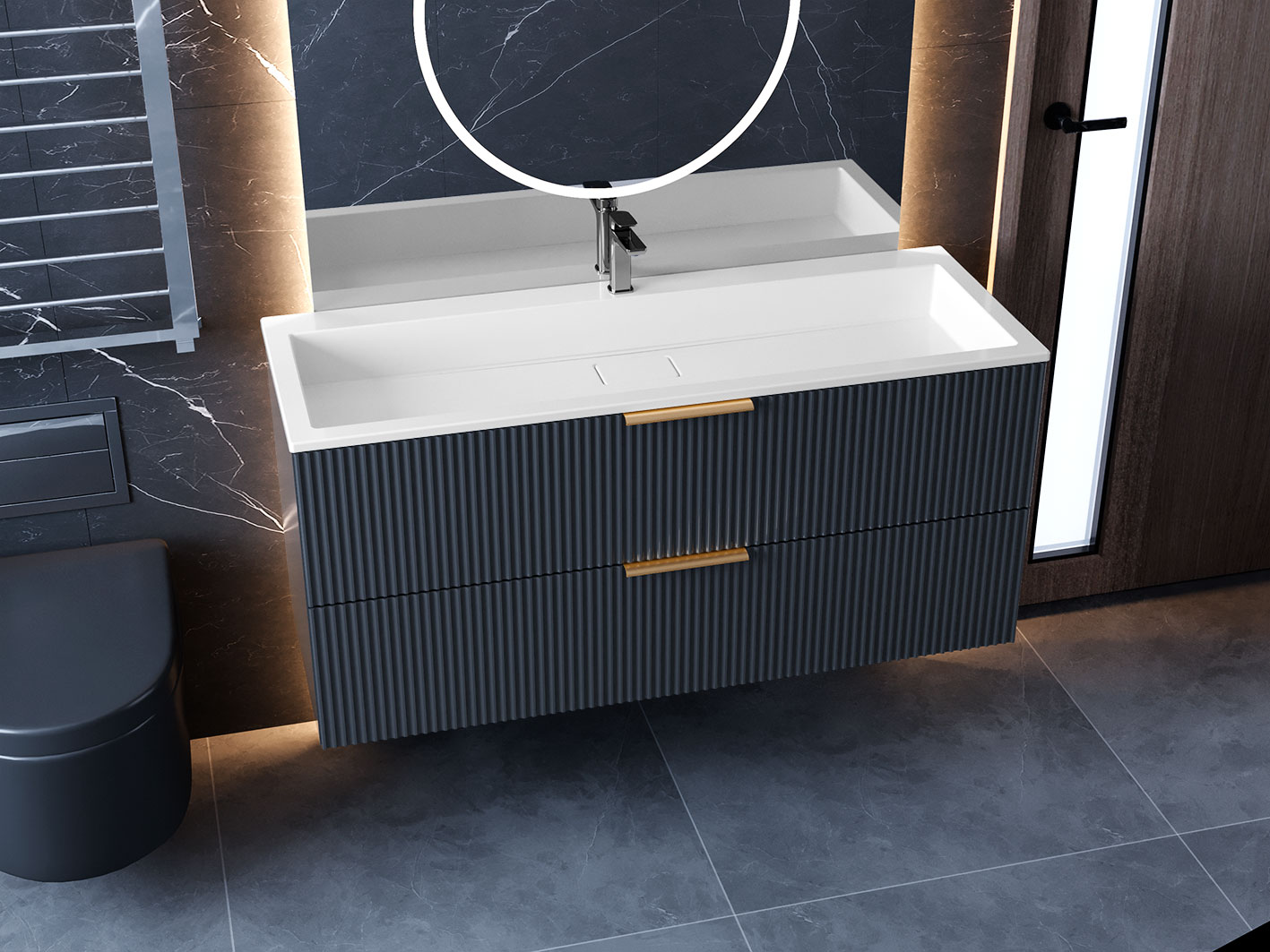Тумба подвесная Status Aqua 120 Антрацит, с умывальником Aria Low 120