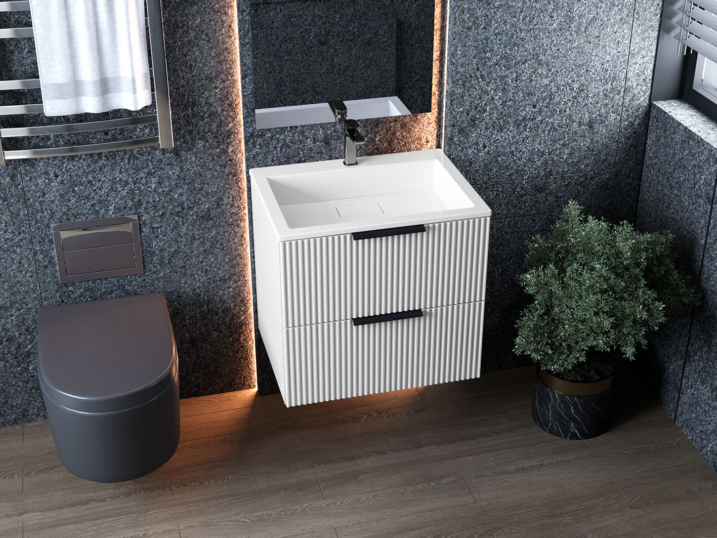 Тумба подвесная Status Aqua 50, с умывальником Aria Low 50