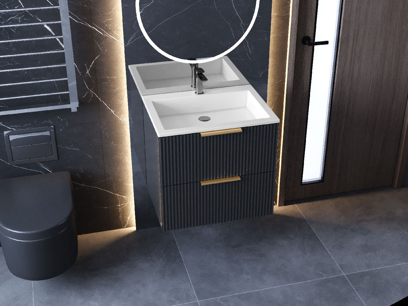 Тумба підвісна Status Aqua 50 Антрацит, з умивальником Deko Low 50