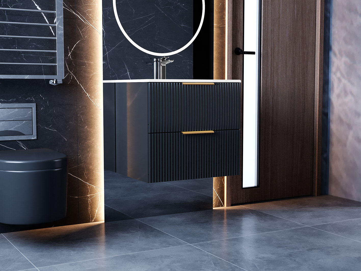 Тумба подвесная Status Aqua 60 Антрацит, под умывальник
