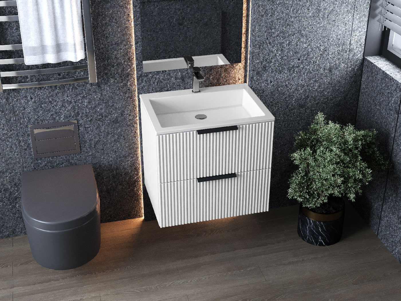 Тумба підвісна Status Aqua 60, з умивальником Deko Low 60
