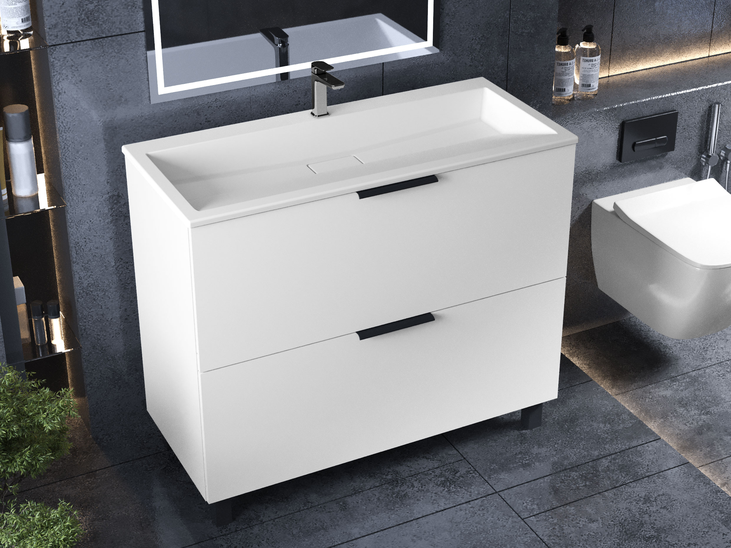 Тумба Status Hartia 100, с умывальником Magnat Low 100