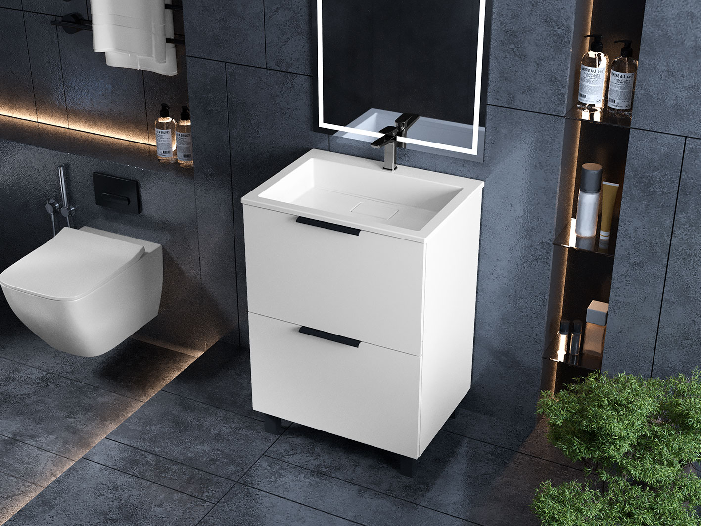 Тумба Status Hartia 50, с умывальником Aria Low 50