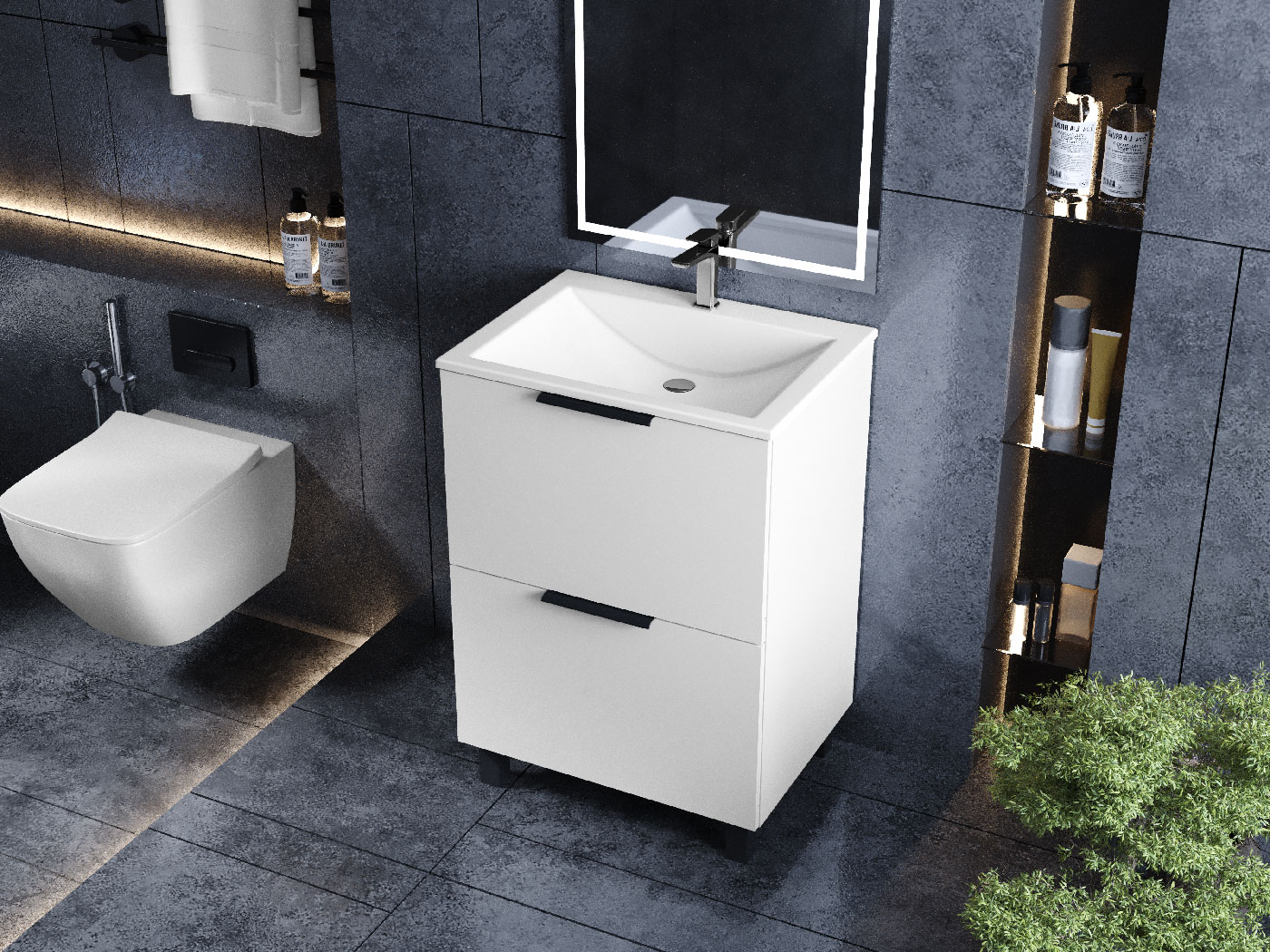 Тумба підлогова Status Hartia 50, з умивальником Brest Low 50