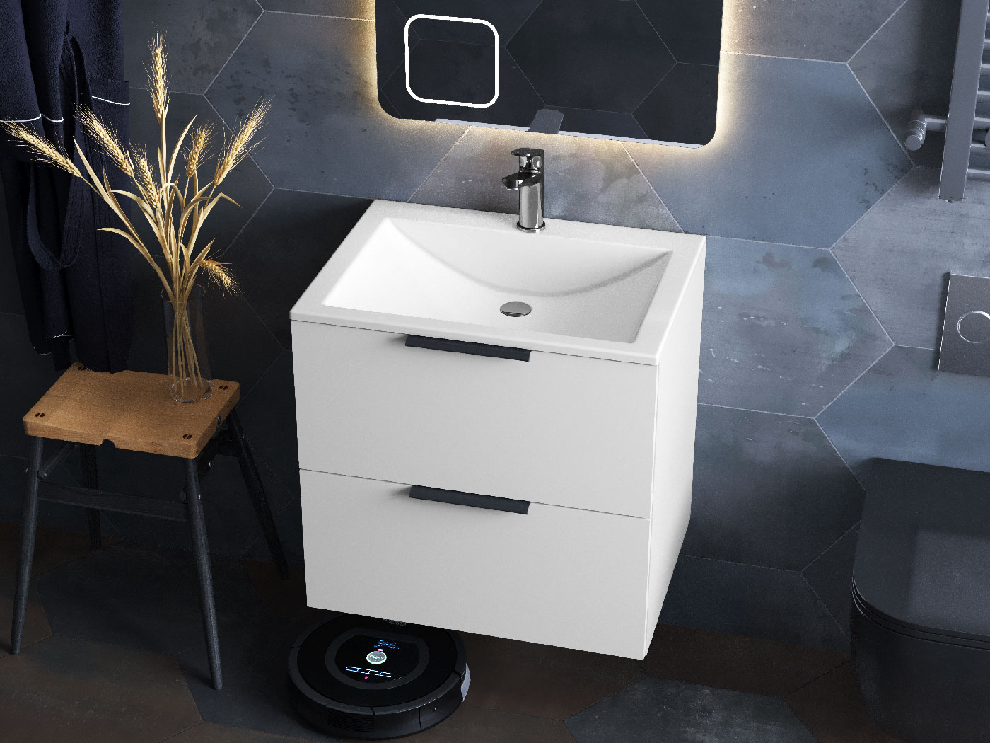 Тумба подвесная Status Juna 50, с умывальником Brest Low 50