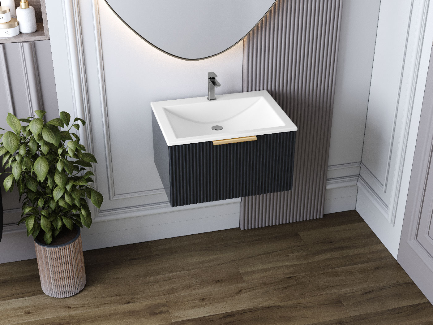 Тумба підвісна Status Vista 60 Антрацит, з умивальником Brest Low 60