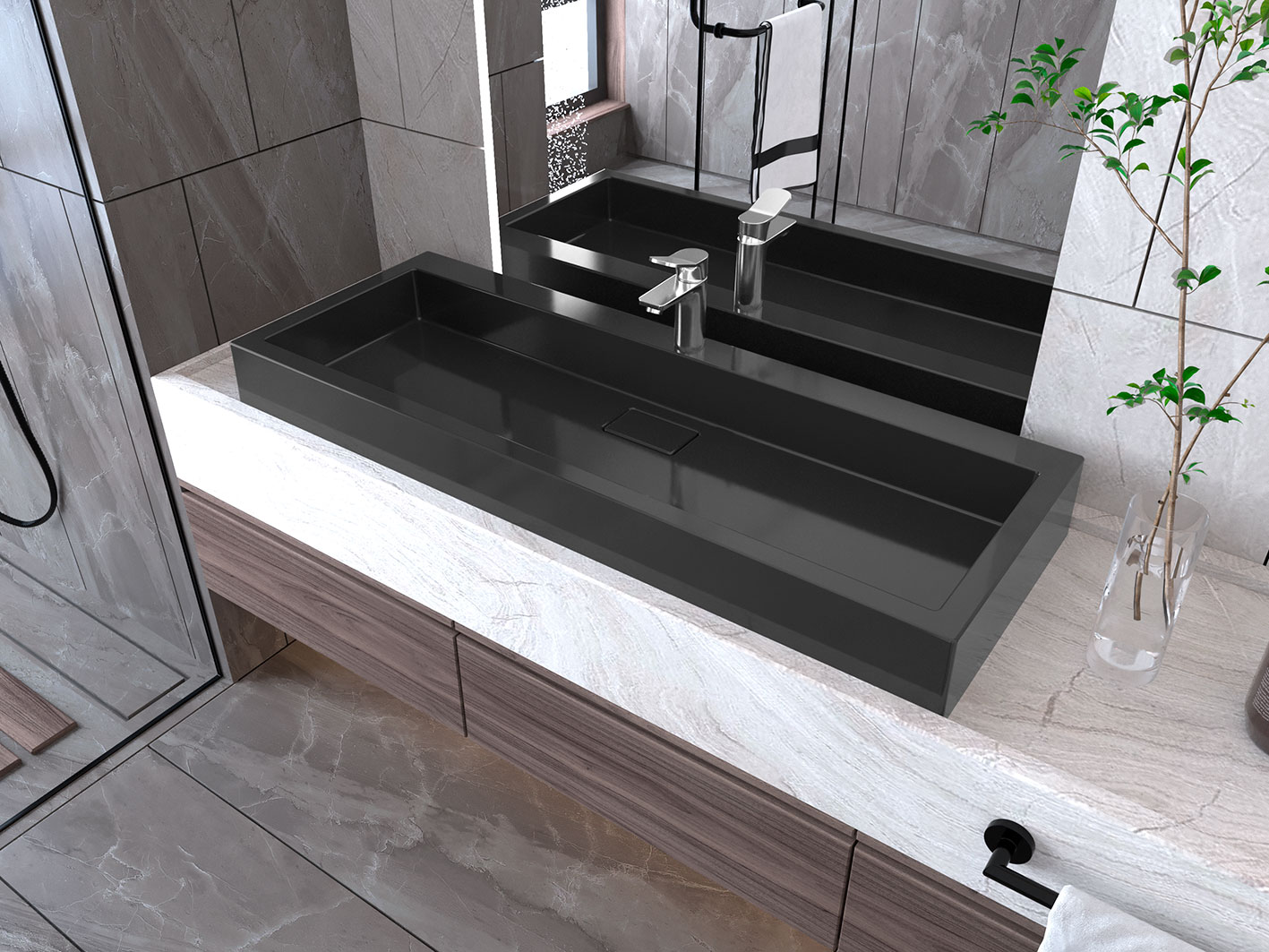 Умывальник, Раковина, накладной Status Aria 120 Black