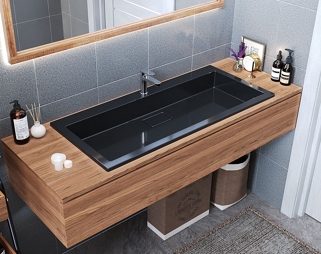 Умывальник, Раковина, накладной Status Aria Low 100 Black