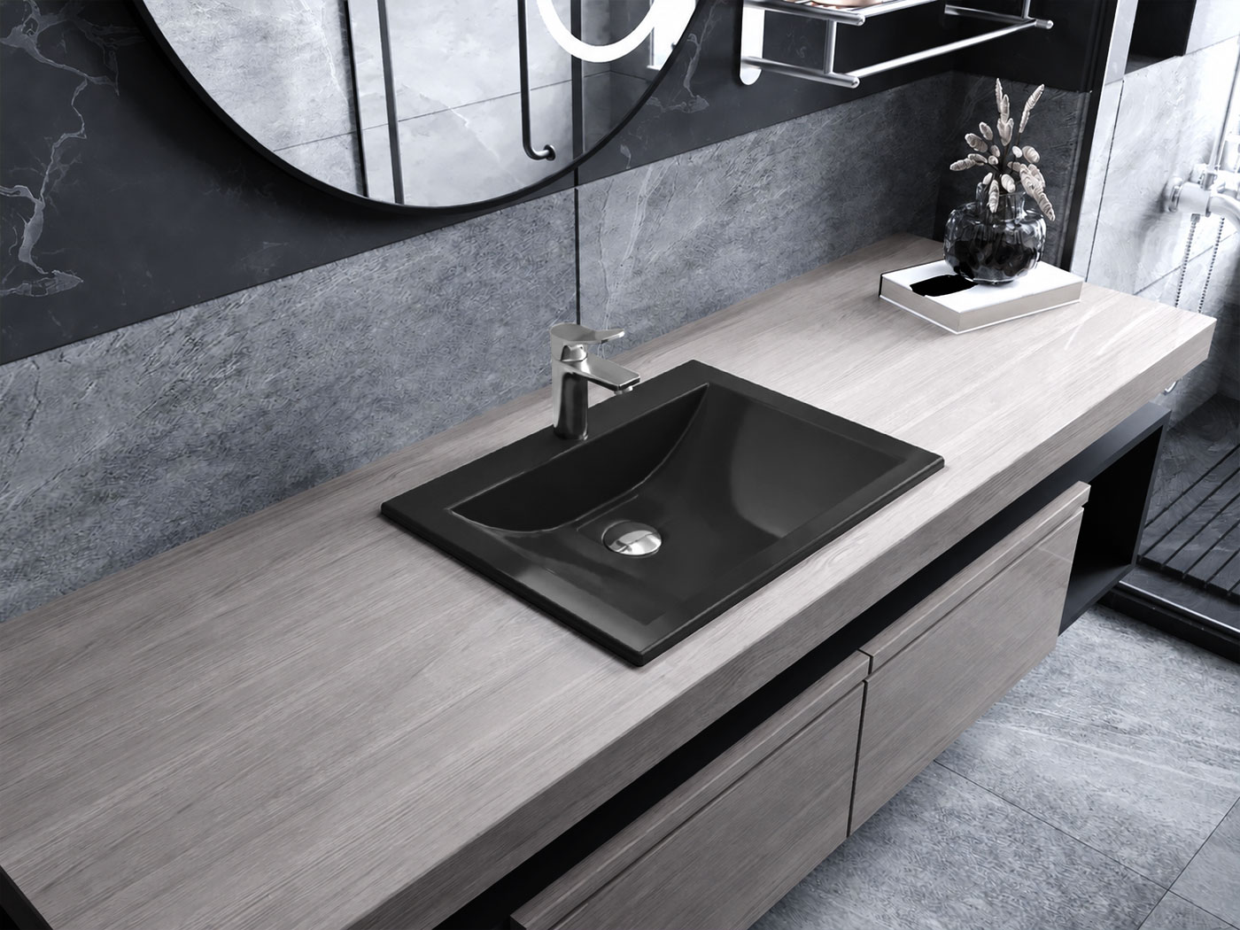 Умывальник, Раковина, Накладной Status Brest  Low 60 Black