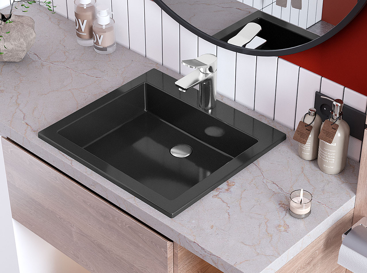 Умивальник, Раковина, накладний Status Deko Low 50 Black