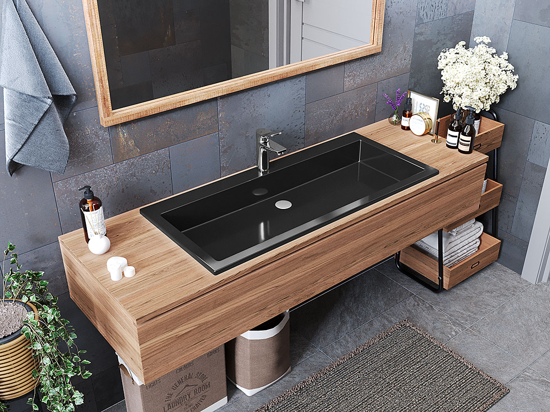 Умивальник, Раковина, накладний Status Deko Low 100 Black