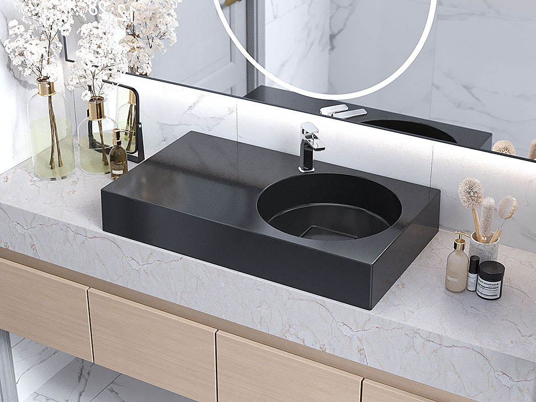 Умивальник, Раковина, накладний Status Fency 80 L Black