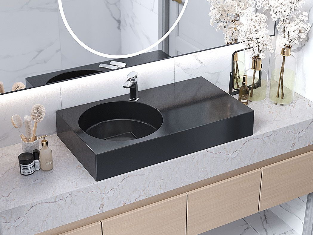 Умывальник, Раковина, накладной Status Fency 80 R Black