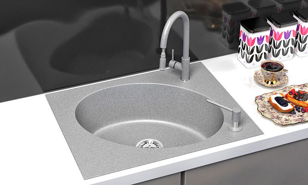 Гранітна кухонна мийка Lexona ANTIKA Compact сіра