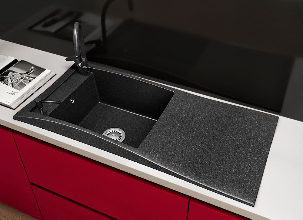 Гранітна кухонна мийка Lexona Aston чорна