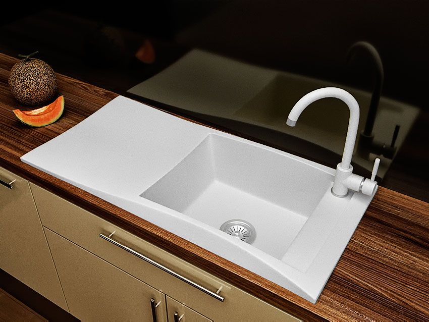 Гранітна кухонна мийка Lexona Aston Біла