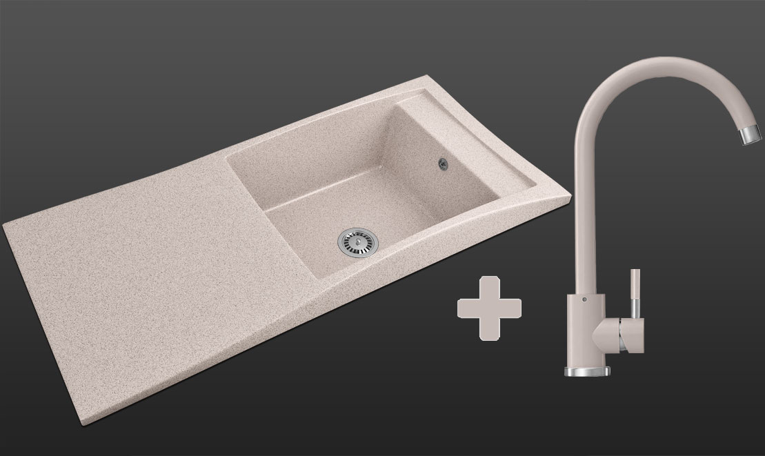 Гранитная кухонная мойка Lexona Aston Авена со смесителем