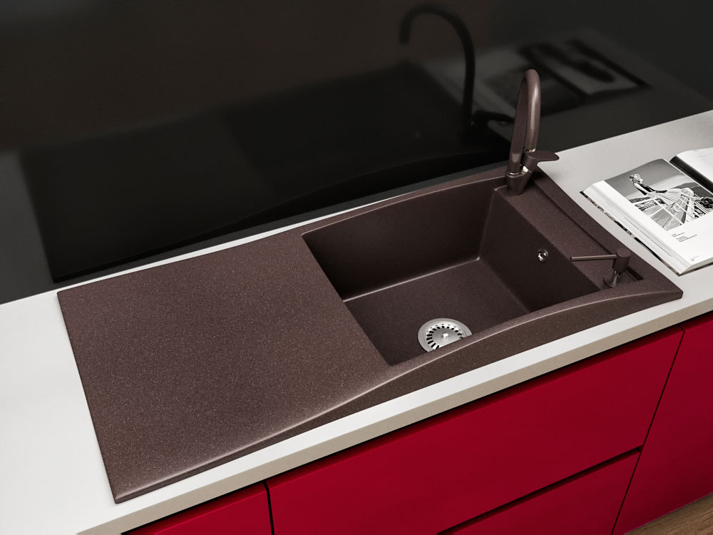 Гранітна кухонна мийка Lexona Aston Кориччнева