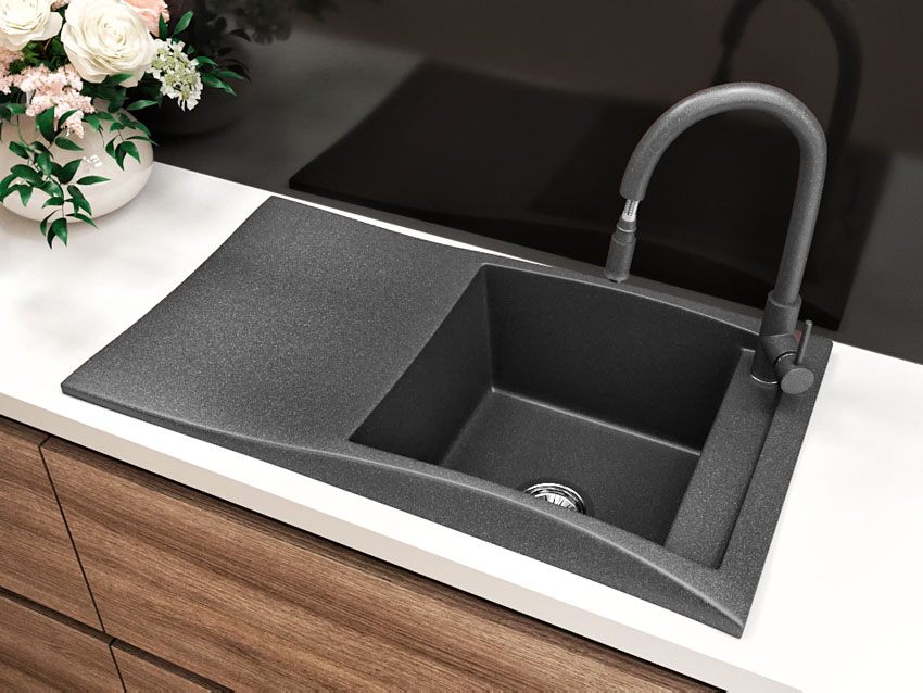 Гранітна кухонна мийка Lexona Aston Compact Чорна