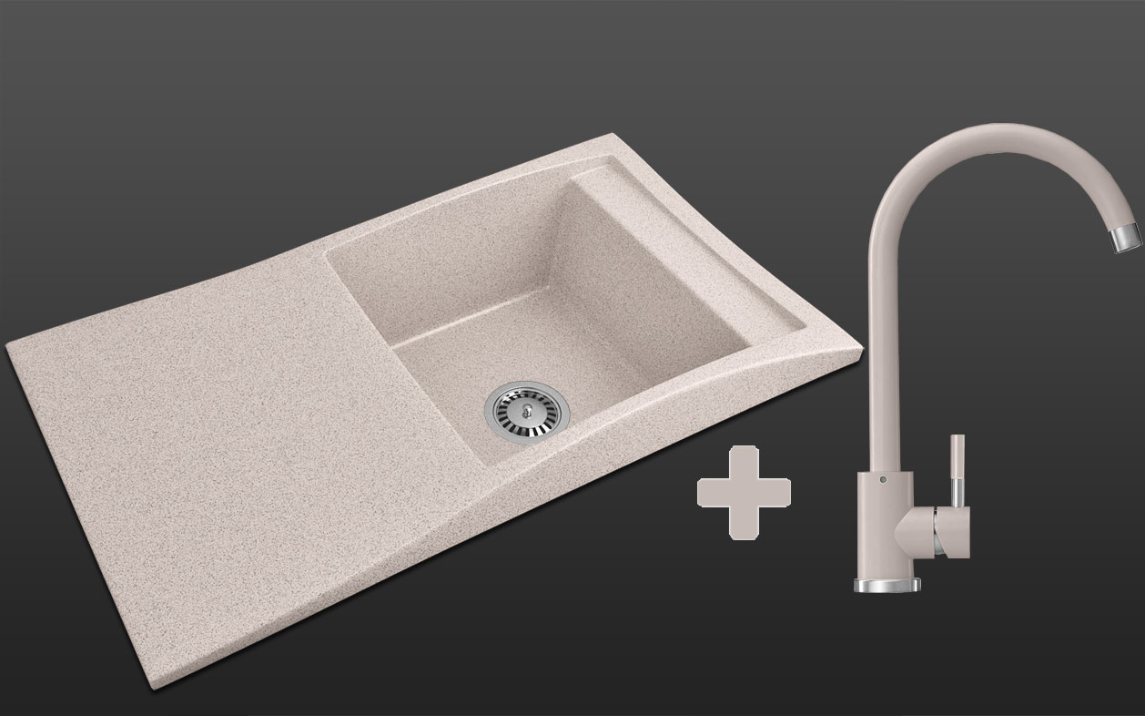 Гранитная кухонная мойка Lexona Aston Compact Авена со смесителем