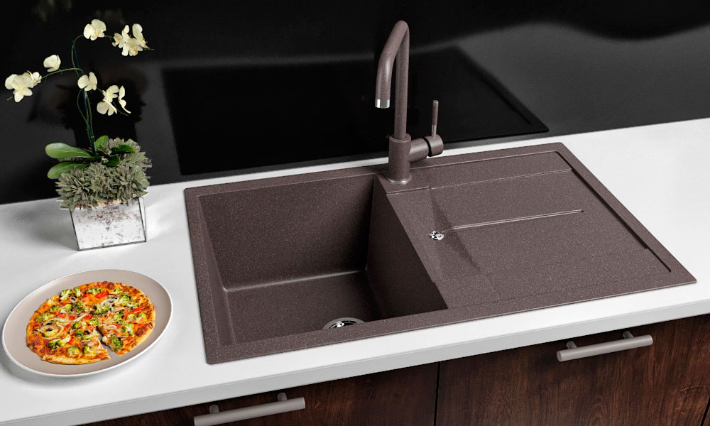 Гранитная кухонная мойка  Lexona CANDY коричневая