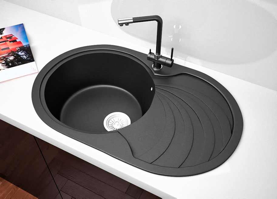 Гранитная кухонная мойка Lexona CONCEPT черная 