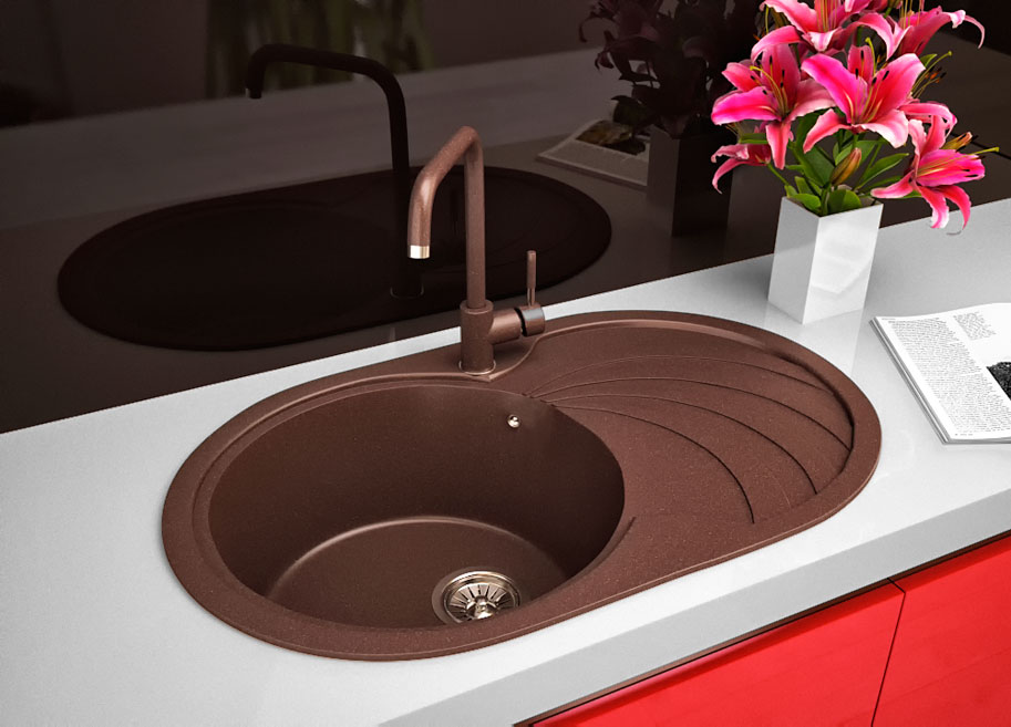 Гранитная кухонная мойка Lexona CONCEPT коричневый
