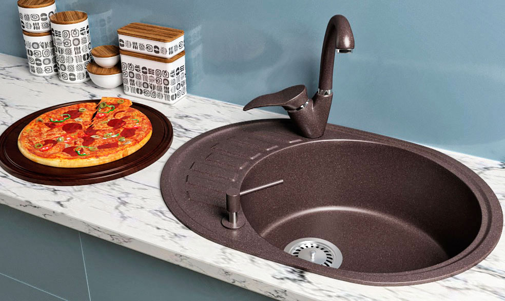 Гранітна кухонна мийка Lexona Dante коричнева