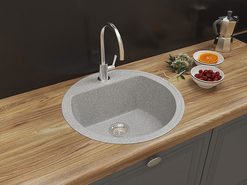 Гранитная кухонная мойка Lexona Ella серая