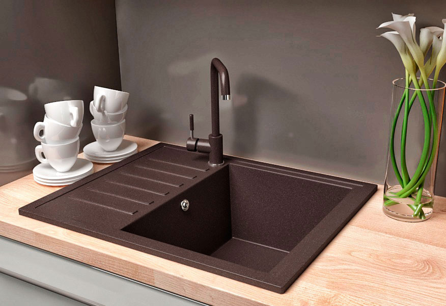 Гранітна кухонна мийка Lexona Galant коричнева