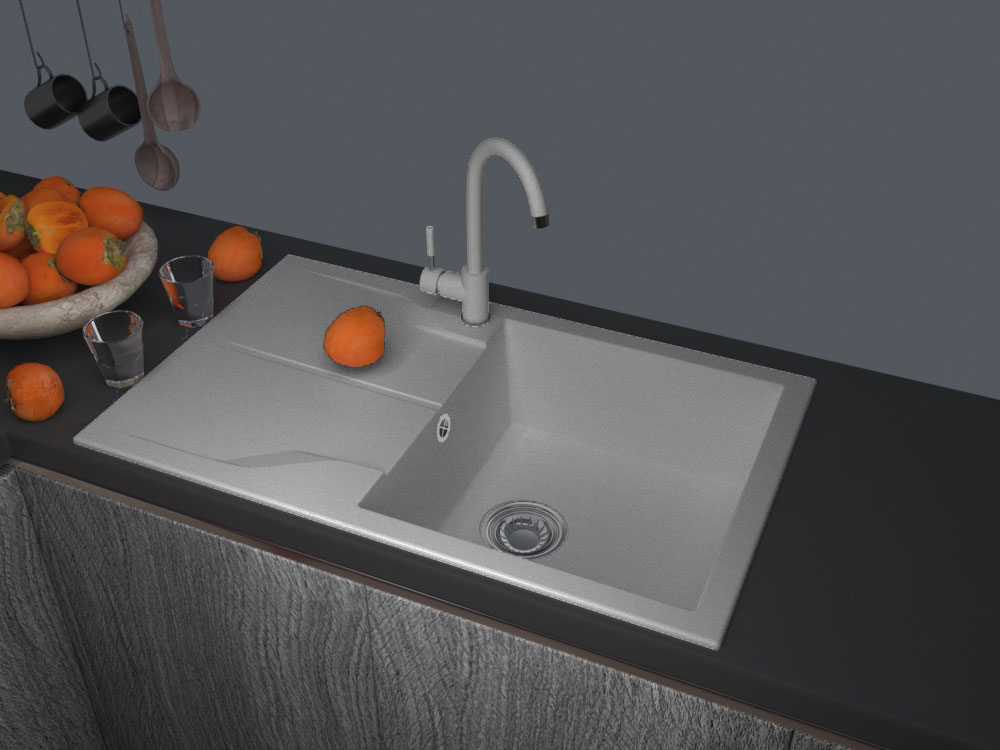 Гранітна кухонна мийка Lexona Granta сіра