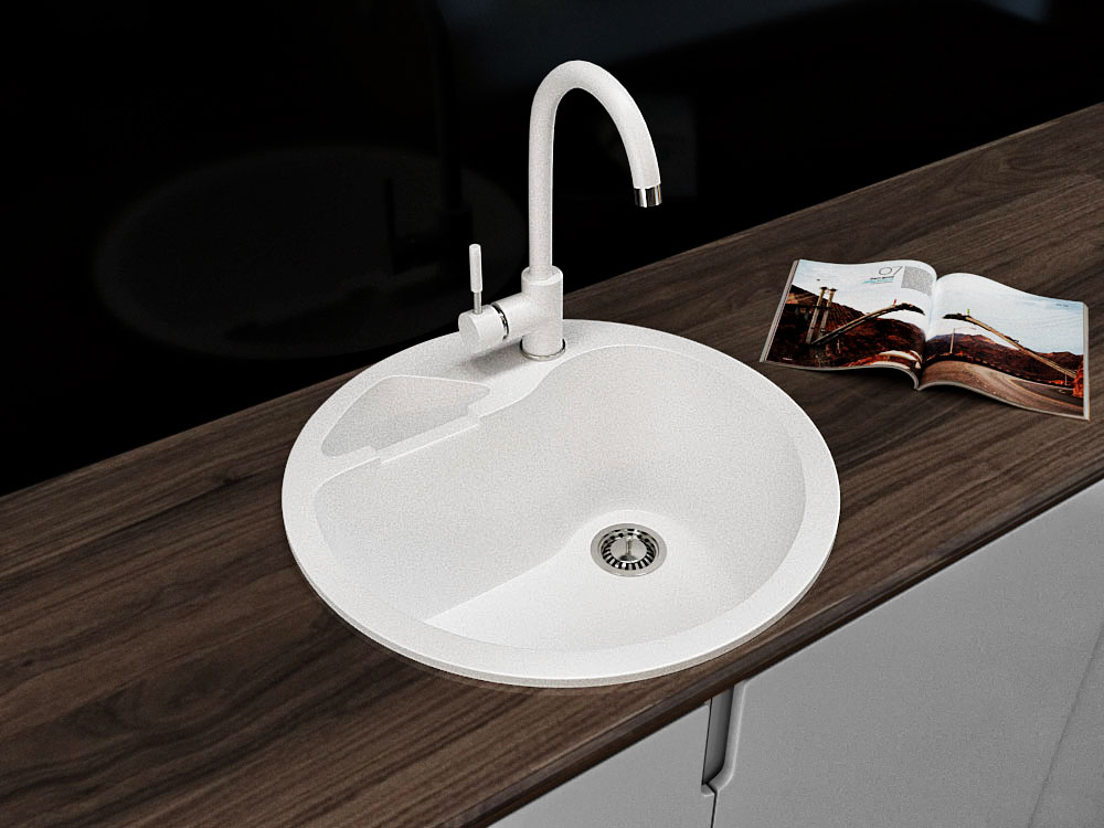 Гранітна кухонна мийка Lexona ISLAND біла