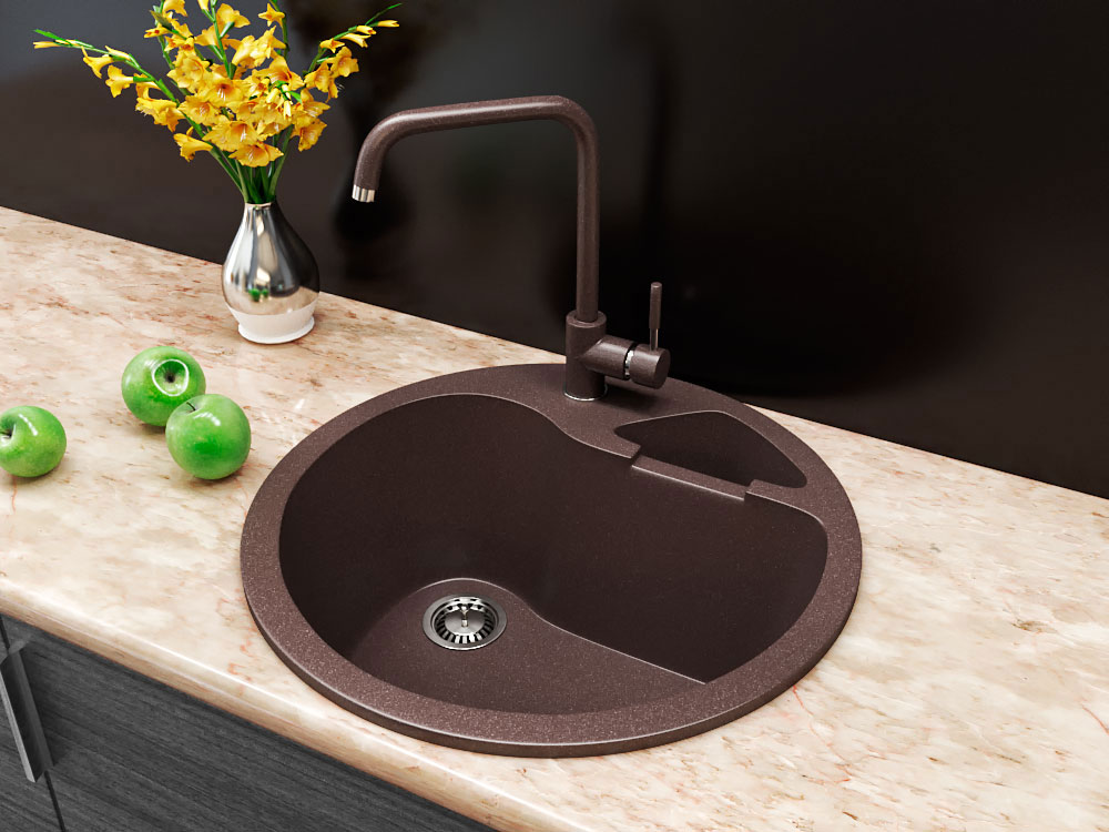 Гранітна кухонна мийка Lexona ISLAND коричнева