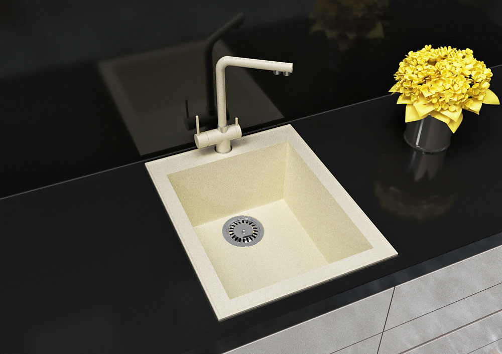 Гранитная кухонная мойка Lexona MIRA Compact бежевая