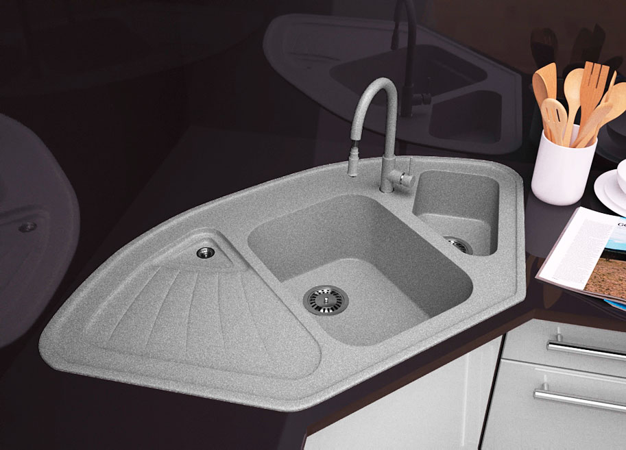 Кутова кухонна мийка Lexona MISTERI сіра