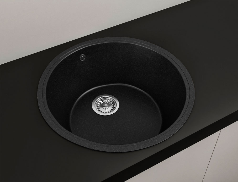 Гранитная кухонная мойка Lexona OLIVA черная