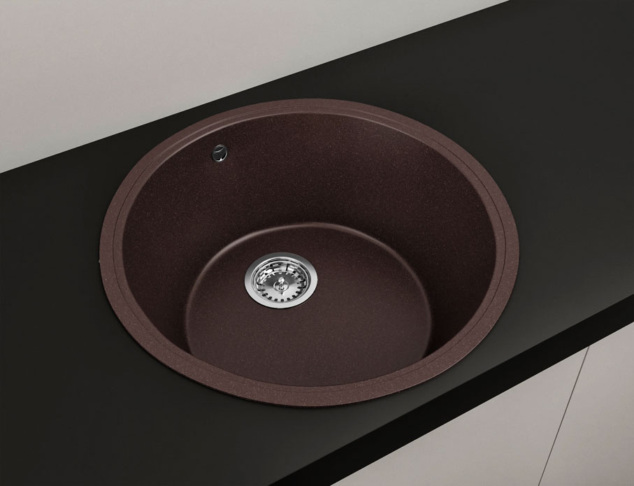 Гранитная кухонная мойка Lexona OLIVA коричневая