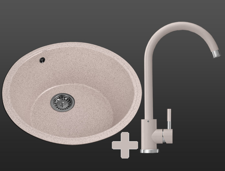 Гранитная кухонная мойка Lexona OLIVA Авена со смесителем