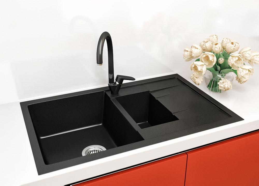 Гранітна кухонна мийка Lexona Omnia чорна